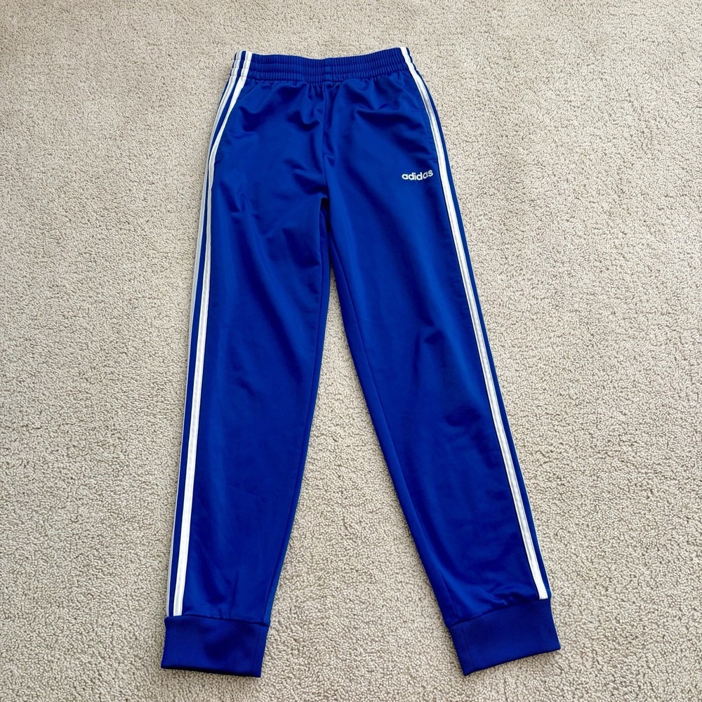 Adidas Jogger Pants 3-Stripe Youth Medium 10/12 Blue Sweatpants Pockets